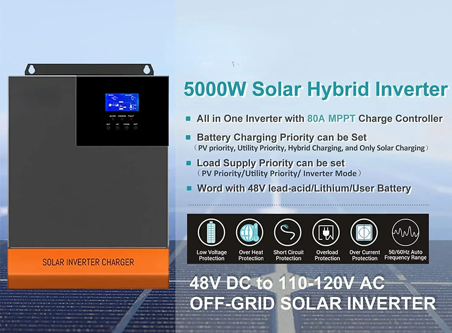 Inwerter solarny hybrydowy 5,5 – Hybrid Solar Inverter 5.5Kw Mppt 48V recenzja i cena