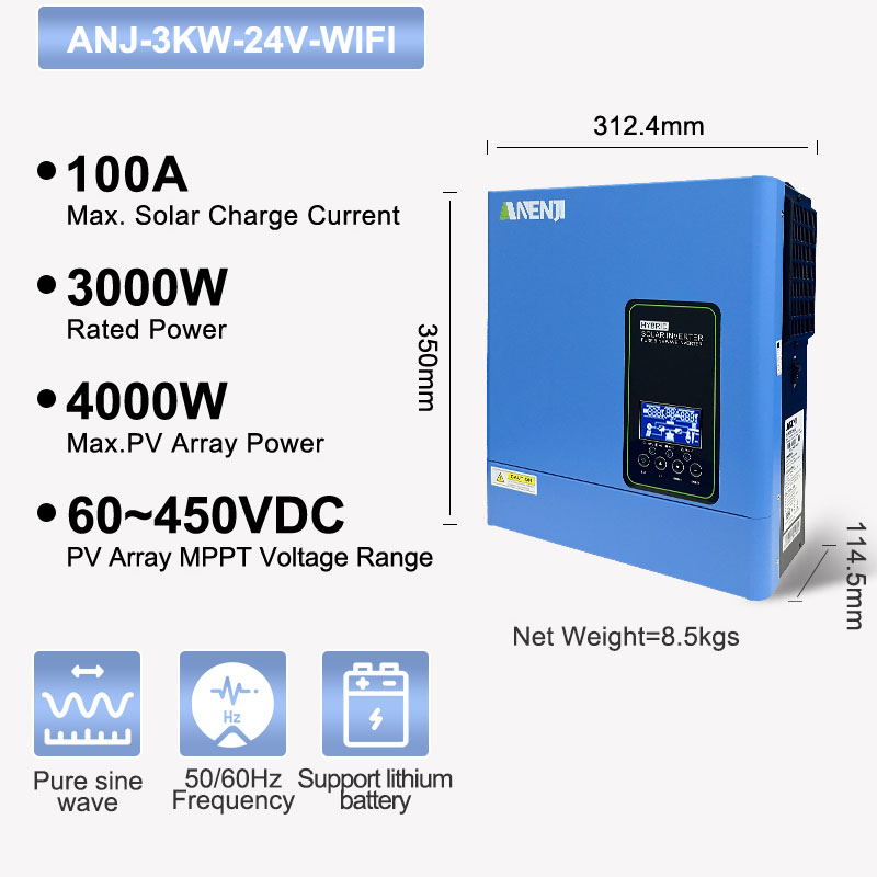 Inwerter solarny off-grid 24V  – Inverter Pure Sine Wave 60Hz 120V 3000W recenzja i cena