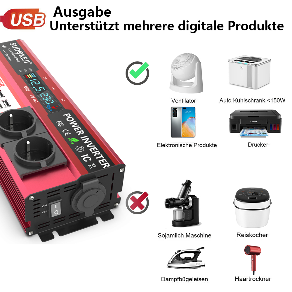 Przetwornica napięcia 12V na 2 – Power Inverter 12V 220V 4000W Continuous recenzja i cena