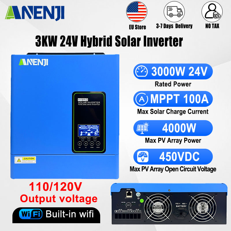 Inwerter solarny off-grid 24V  – Inverter Pure Sine Wave 60Hz 120V 3000W recenzja i cena